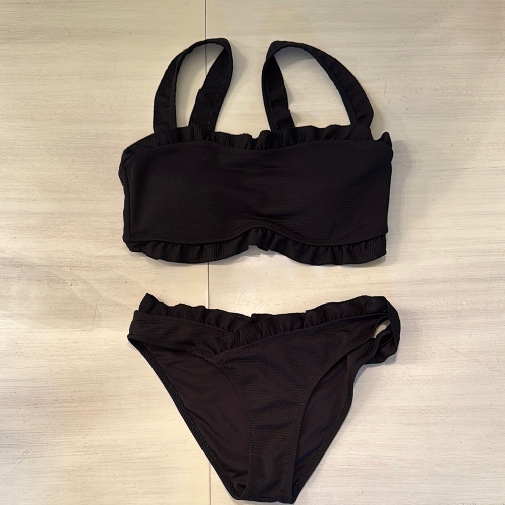 Ruffled Black Bikini Set - Women Swim Bikini